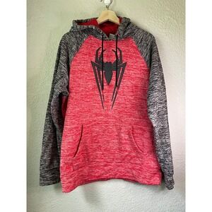 Marvel Spider-Man Pullover Hoodie Graphic Print Red Gray Mens Size M